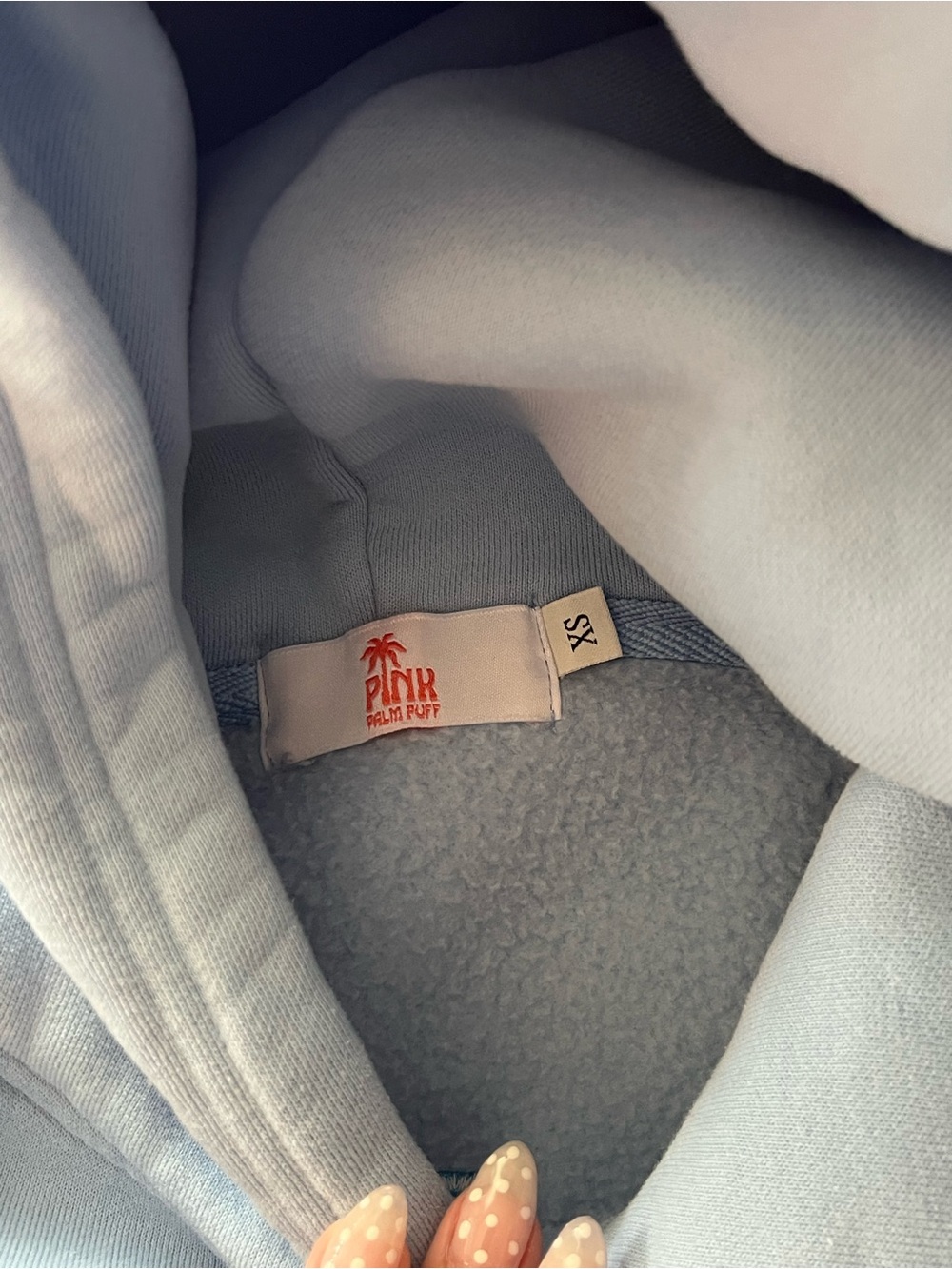 pink palm puff hoodie💙 - Picture 2 of 4